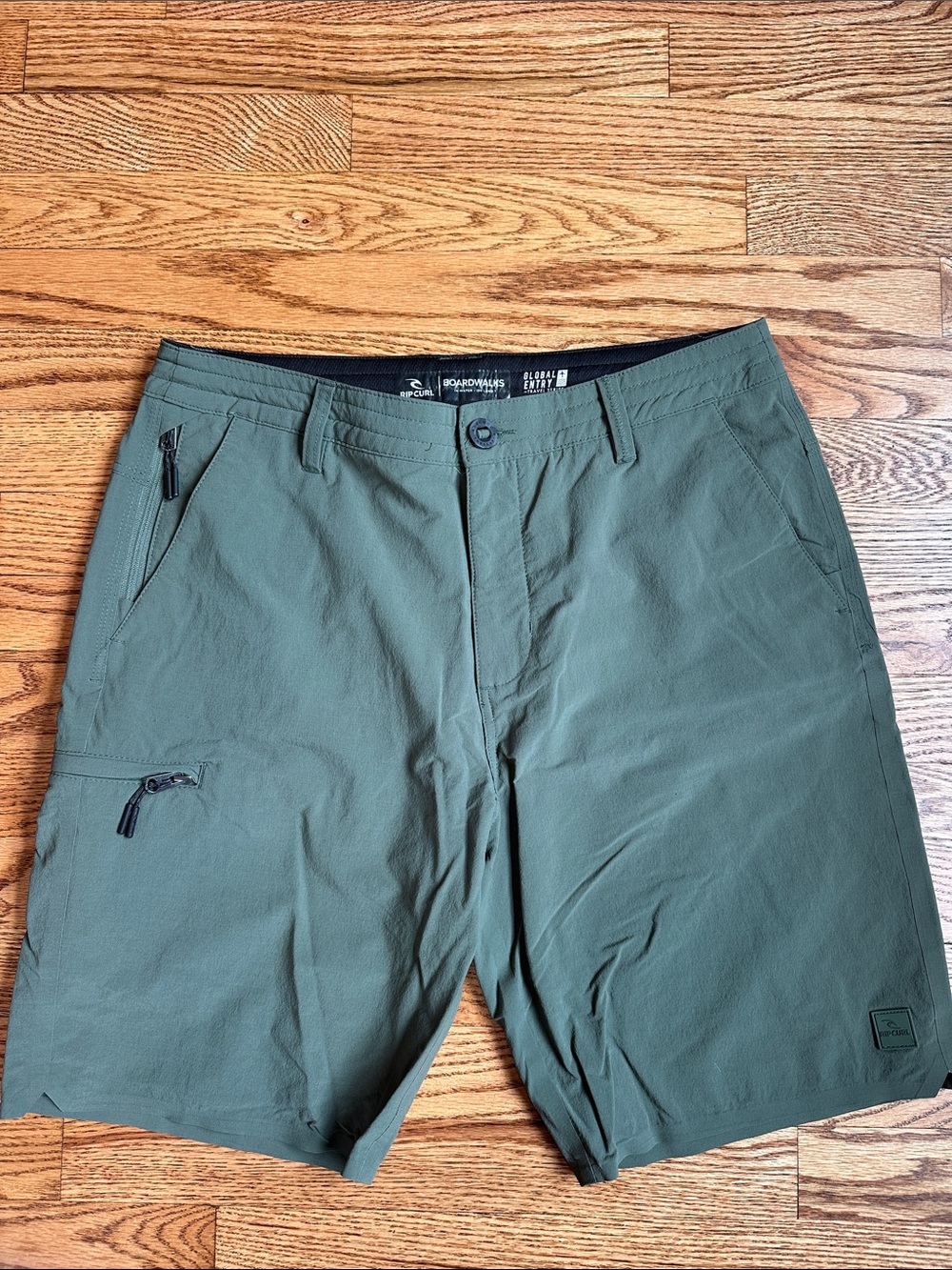 Rip Curl Men's Olive Green Hybrid Shorts with Zip Pockets
